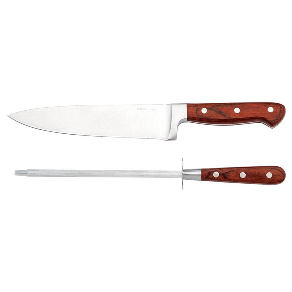 Conjunto de Faca Fracalanza Hanzo Wood em Aço Inox - 2 Peças