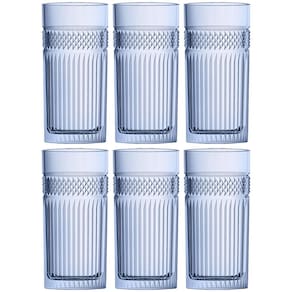 Conjunto de Copos Altos L'Hermitage em Vidro Azul 360 ml - 6 Peças