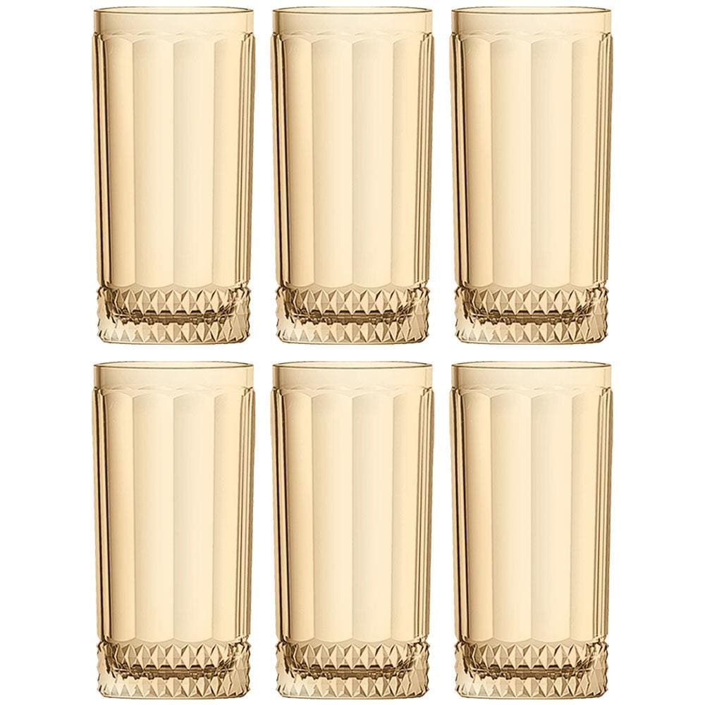 Conjunto de Copos Altos L'Hermitage Splendor Ambar 360 ml - 6 Peças
