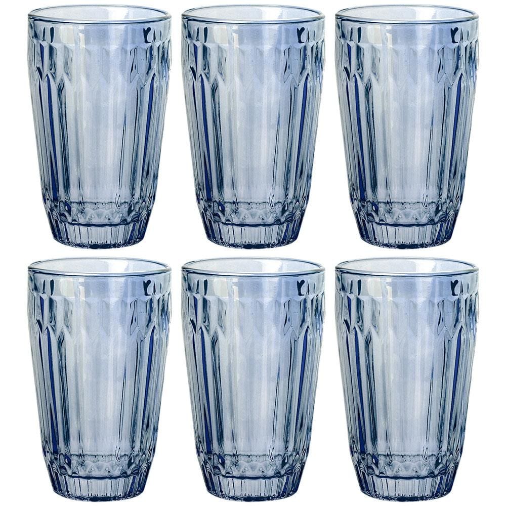Conjunto de Copos Altos L'Hermitage Bretagne Azul Luster 355 ml - 6 Peças
