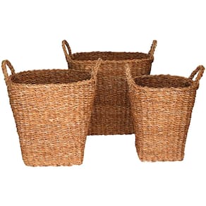Conjunto de Cestas em Fibra Natural L'Hermitage 24428 Ovais com Alças – 3 Peças
