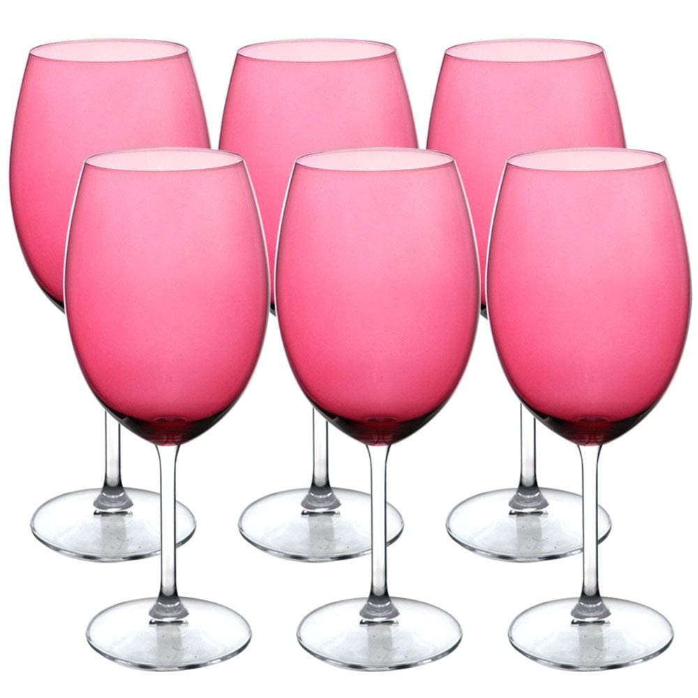 Conjunto de Taças para Água Bohemia Gastro 580ml Rosa - 6 Peças