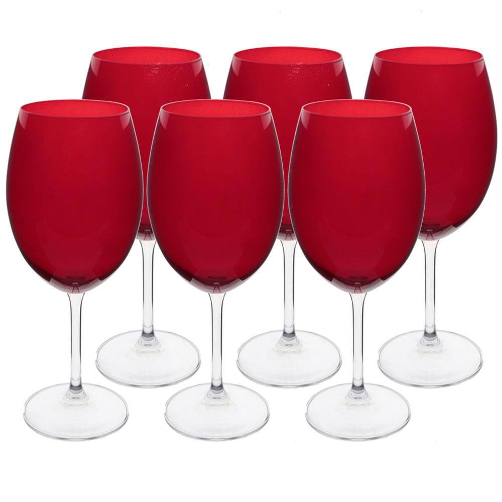 Conjunto de Taças para Água Bohemia Gastro 580ml Vermelho - 6 Peças