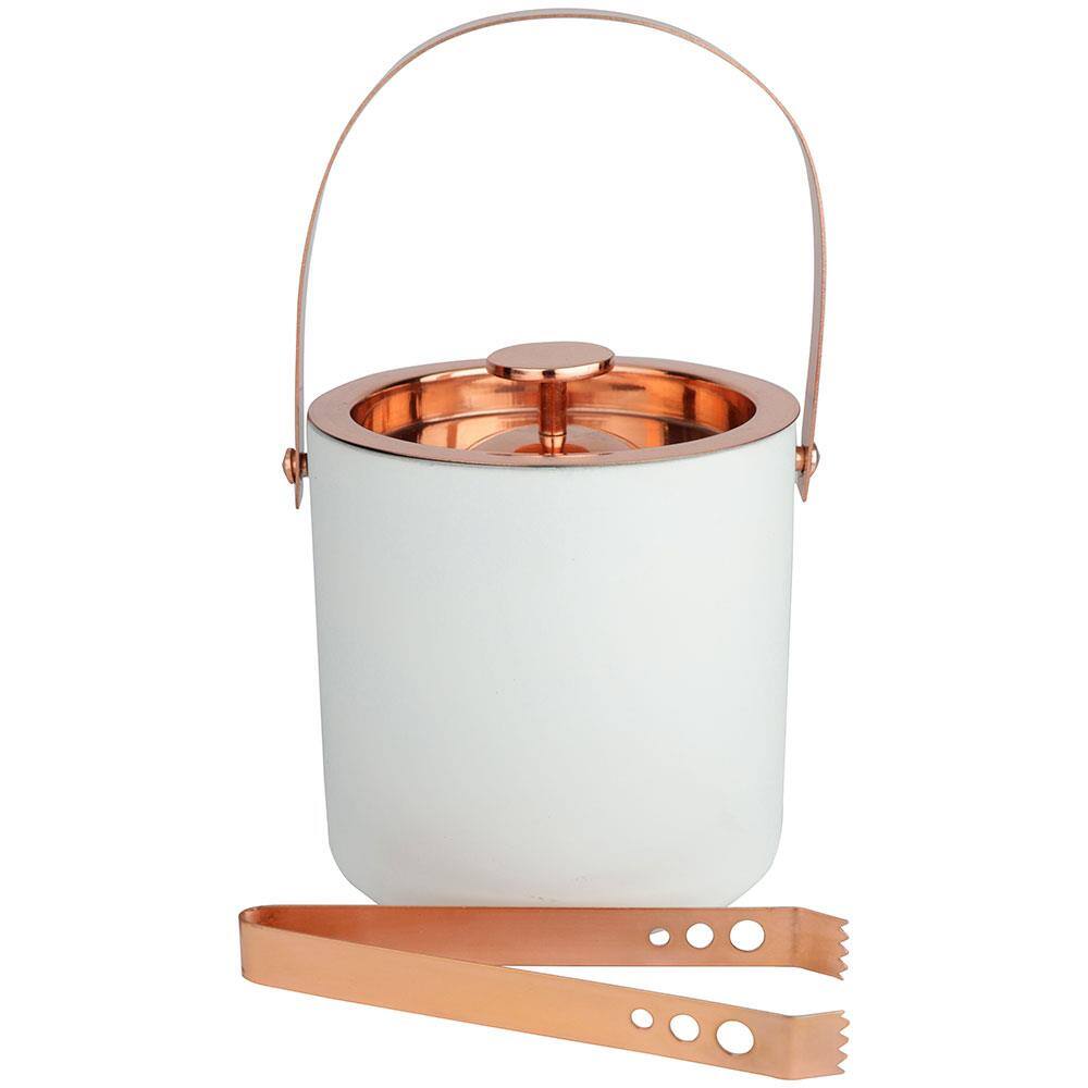Balde para Gelo Fracalanza Drink Station em Aço Inox Branco/Cobre - 1,8 L