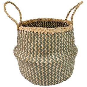 Cesta Redonda L’Hermitage Mundi em Fibra Natural com Alças Cinza – 22 cm