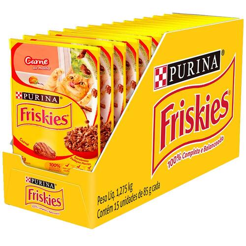 Ração Úmida para Gatos Adultos Purina Friskies Carne ao Molho 85g - 15 sachês é boa?