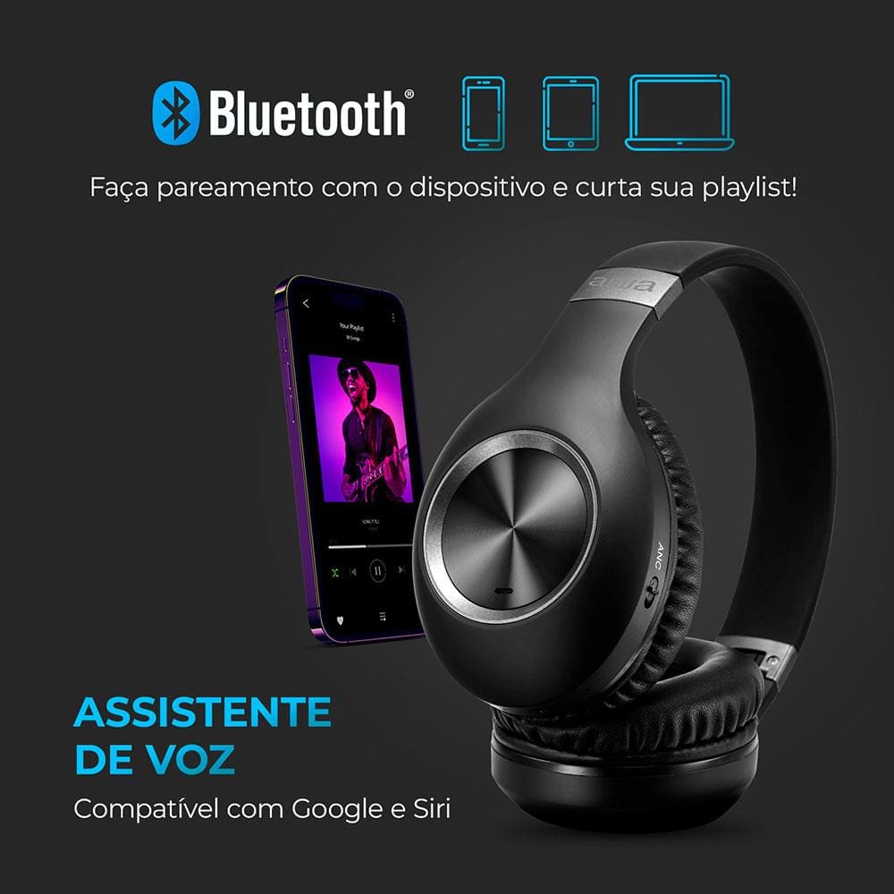Headphone Aiwa AWS-HP-02-B – Preto | Casas Bahia