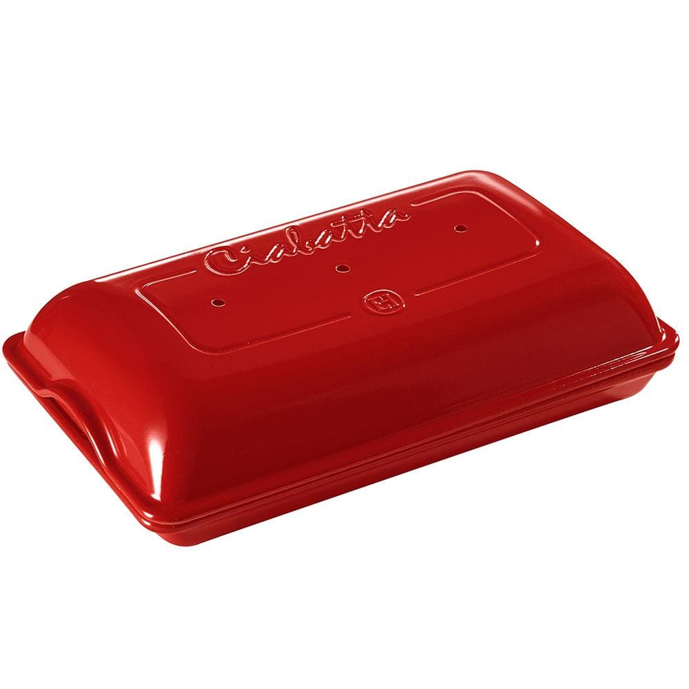 Forma Retangular com Tampa Emile Henry em Cerâmica 39x23 cm - Vermelha