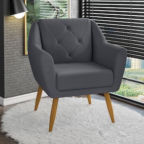 Poltrona Matrix Doca com Pés de Madeira e Revestida em Veludo Turquey