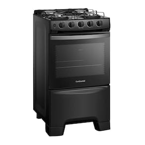 Fogão Continental 4 Bocas FC4FP com Mesa de Vidro, Tecnologia Top Limpa Fácil e Acendimento Automático – Preto