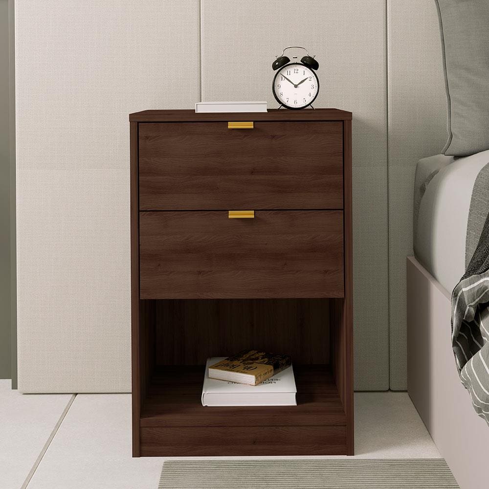Mesa de Cabeceira Bartira Diplomata com 2 Gavetas - Café