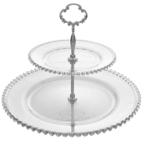Suporte Duplo para Doces Wolff Pearl em Cristal - 25 x 32 cm
