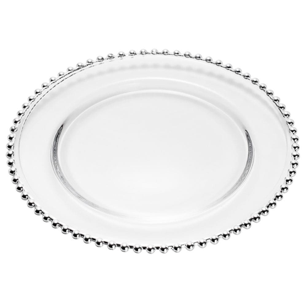 Sousplat de Cristal Wolff Mesa Pearl Prata - 31,5 cm
