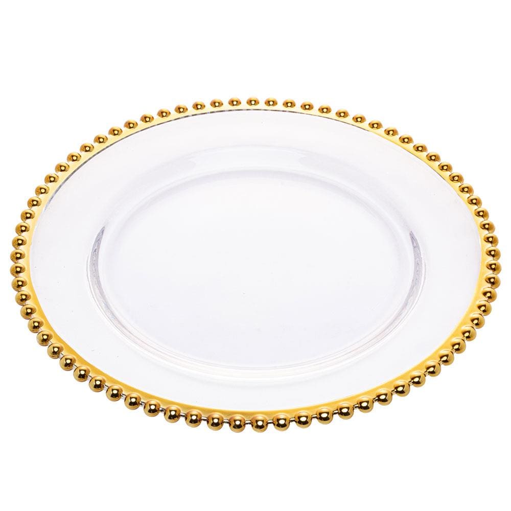 Sousplat de Cristal Wolff Mesa Pearl Dourado - 31,6 cm