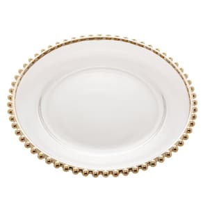 Prato Raso Wolff Pearl com Borda Dourada - 28 cm