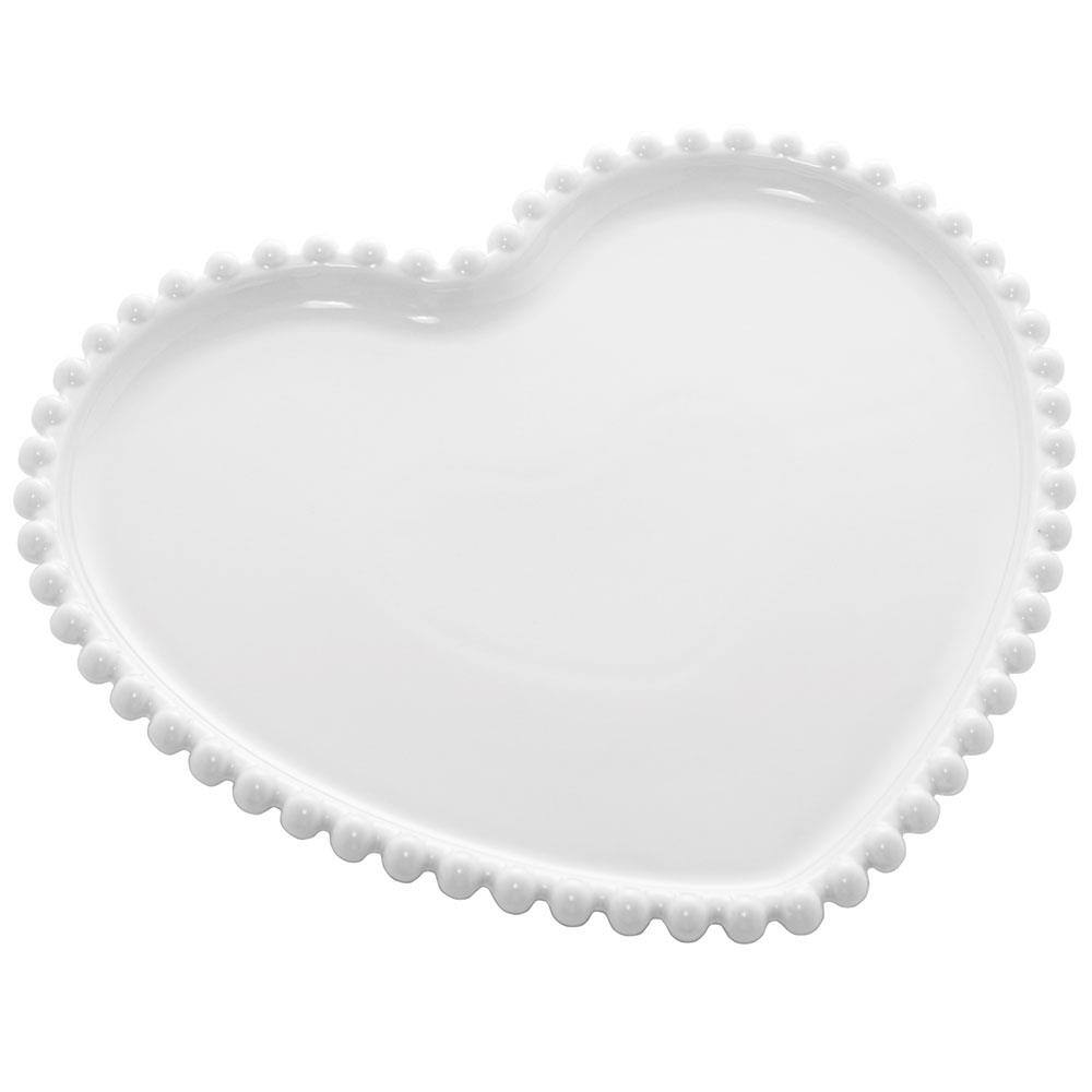 Prato Raso Wolff Coração Beads Branco - 25 cm