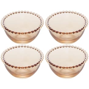 Conjunto de Bowls Wolff Pearl em Cristal Âmbar 450 ml - 4 Peças