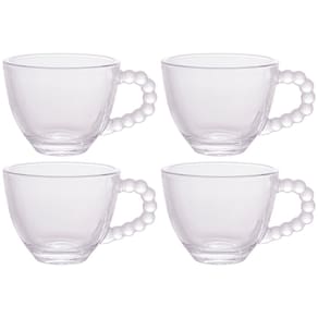 Conjunto com 4 Xícaras para Café Wolff Pearl em Cristal - 80 ml