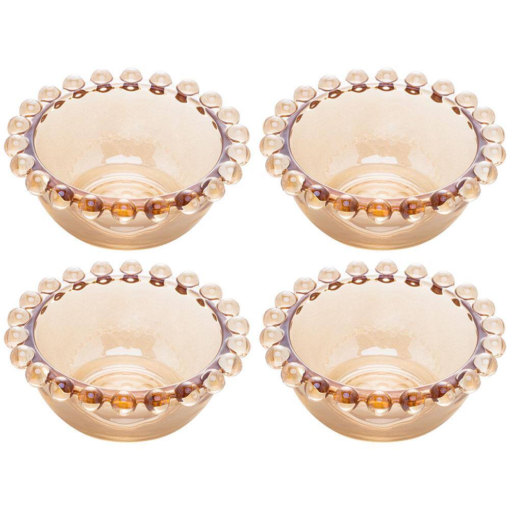 Conjunto de Bowls Wolff Pearl em Cristal Âmbar 75 ml - 4 Peças