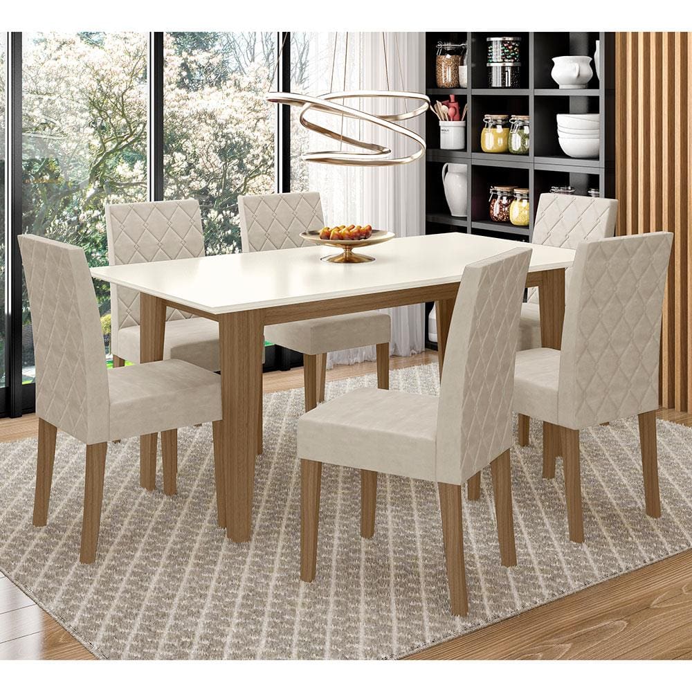 Conjunto Mesa de Jantar 1,80m com 6 cadeiras - EFRATA I