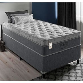 Cama Box de Solteiro Portobel Orion com Molas Ensacadas e Revestimento em Tecido Poliéster 72x88x188cm - Cinza