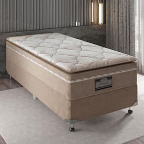 Cama Box de Solteiro Portobel Potenza Platinum com Molas LFK e Pillow Top 74x88x188cm - Bege Claro