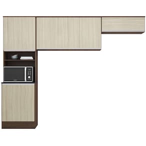 Cozinha Compacta Poliman Paris com 6 Portas e 5 Prateleiras - 260cm de largura