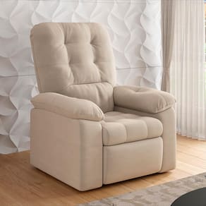 Poltrona Besthouse Estoril, Reclinável, com Apoio para os Pés e Revestida em Suede Veludo