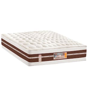 Colchão de Casal Castor Silver Star Hibrido Double Face - 34x138x188cm - Marrom/Branco