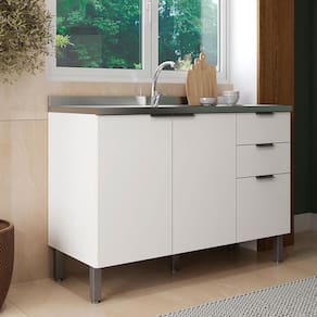 Balcão Bartira Universal com 2 Portas e 3 Gavetas - 120 cm de Largura