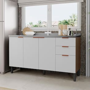 Balcão Bartira Universal com 3 Portas, 3 Gavetas e 2 Prateleiras - 150 cm de largura