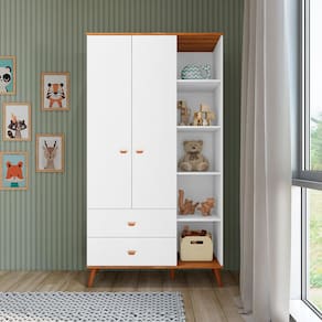 Guarda-Roupa Infantil Bartira Ternura com 5 Nichos, 2 Portas, 2 Gavetas - 106,8 cm de largura