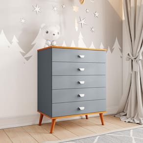 Cômoda Infantil Bartira Ternura com 5 Gavetas - 70,8cm de largura
