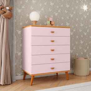 Cômoda Infantil Bartira Ternura com 5 Gavetas - 70,8cm de largura