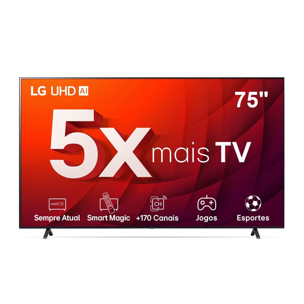 Smart TV 75"" LG 4K UHD ThinQ AI 75UR8750PSA HDR, Bluetooth, Alexa, Google Assistente, Airplay 2, 3 HDMIs