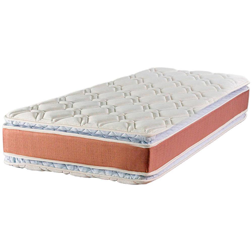 Colchão de Solteiro Luckspuma Sevilla Plus com Molas Ensacadas e Pillow Top Duplo 30x88x188cm - Rústico Marrom/Branco