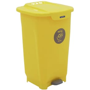 Lixeira para Coleta Seletiva com Pedal Tramontina T-Force em Polipropileno Amarelo - 50 L