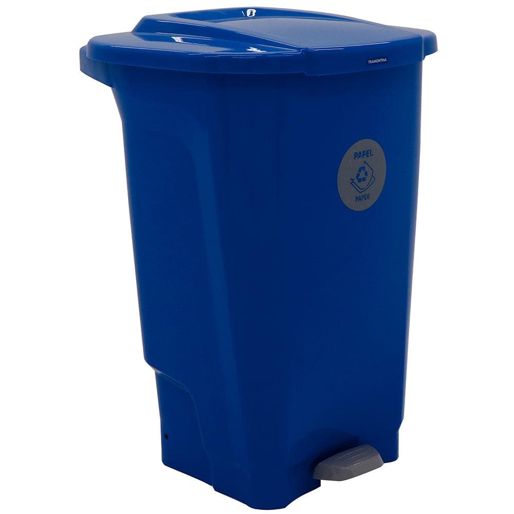 Lixeira para Coleta Seletiva com Pedal Tramontina T-Force em Polipropileno Azul - 100 L