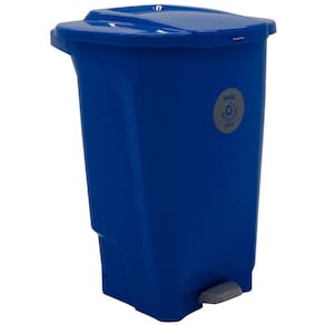Lixeira para Coleta Seletiva com Pedal Tramontina T-Force em Polipropileno Azul - 100 L
