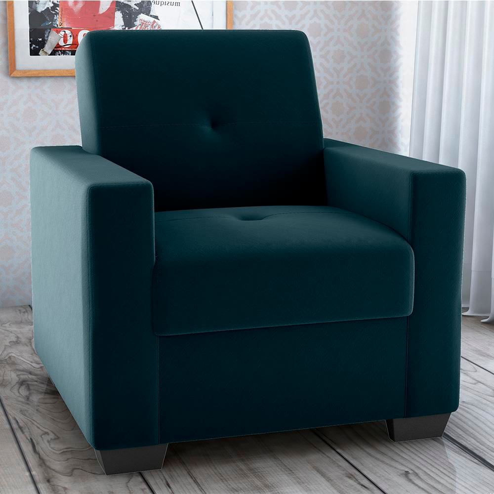 Poltrona Lavínia Matrix em Tecido Suede com Apoio para Braços