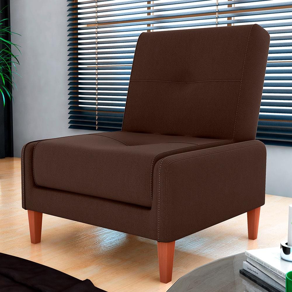 Poltrona Matrix Blanca com Revestimento em Tecido Veludo Light - Marrom