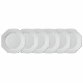 Conjunto com 6 Pratos de Sobremesa Schmidt Prisma em Porcelana 20,5 cm - Branco