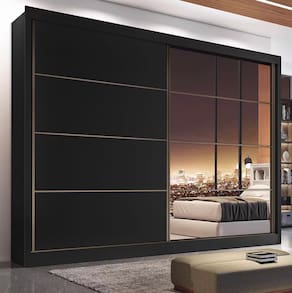 Guarda-Roupa Casal Mademarques Sevilha Flex com 228 cm Largura, 2 Portas, 6 Gavetas, 10 Prateleiras e Espelho