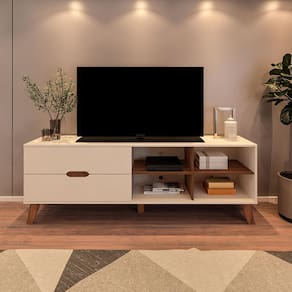 Rack Artely Verona com 180 cm de Largura, 2 Gavetas, Ideal para TV de Até 75”