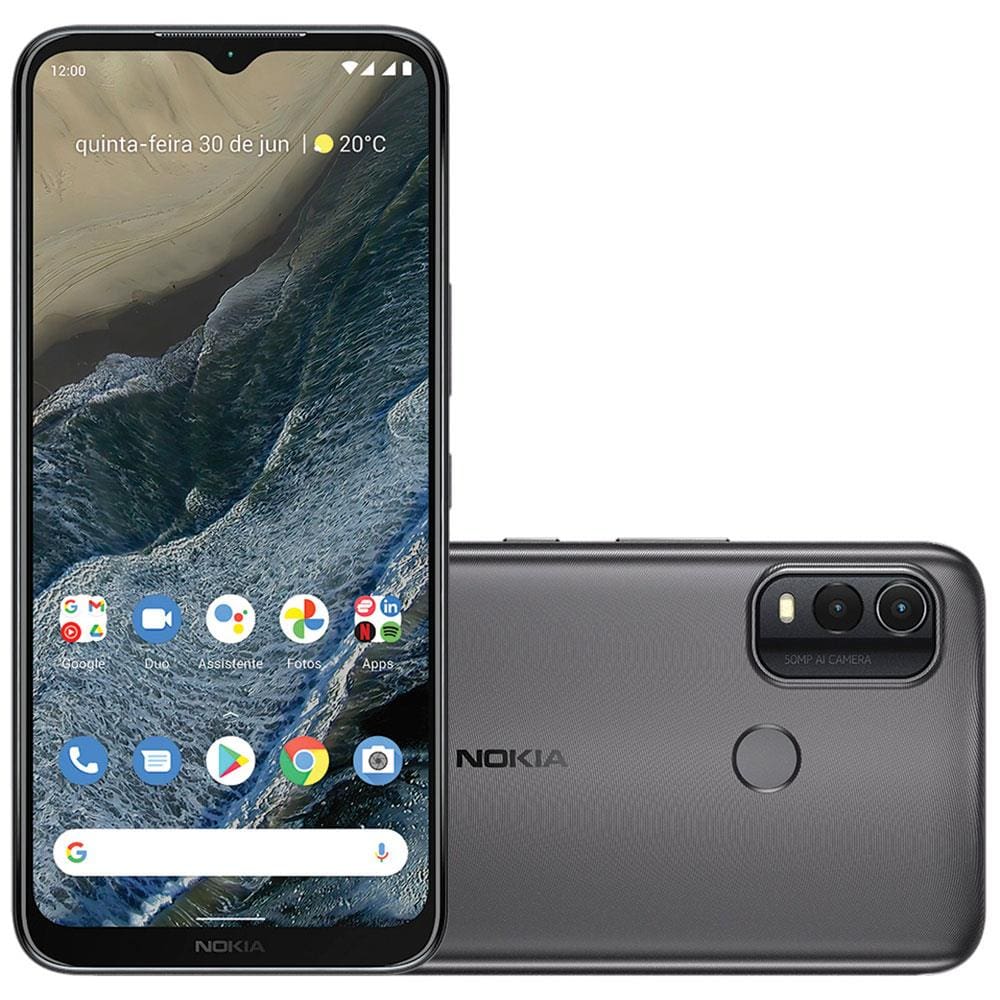 Smartphone Nokia G11 Plus NK095 Cinza 4G 128GB (64GB memória interna + 64GB via cartão de memória), 3GB RAM, Tela 6,5