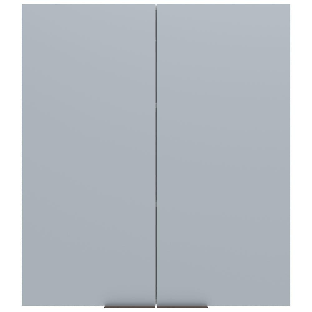 Armário Aéreo Bartira Cristal MDP 15mm com 2 Portas e 2 Prateleiras - 80cm de largura - Freixo/Azul Wood