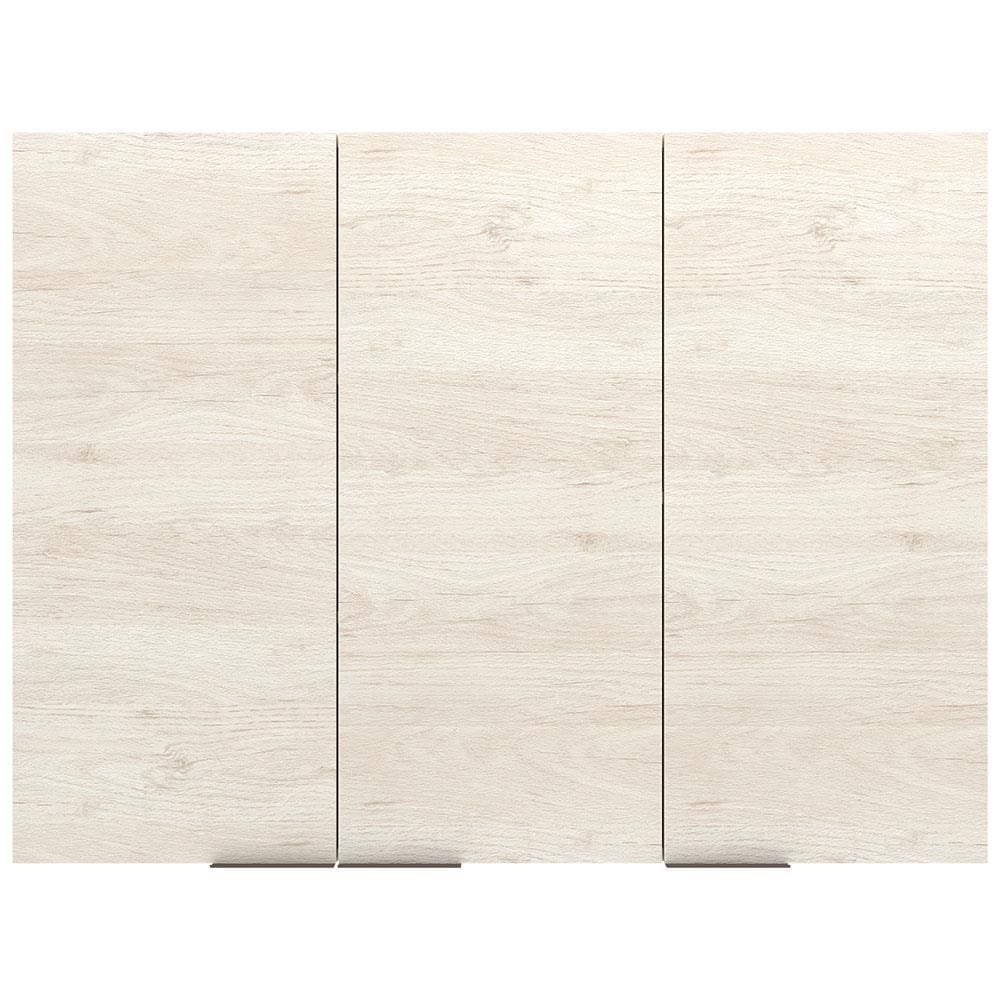 Armário Aéreo Bartira Cristal MDP 15mm com 3 Portas e 3 Prateleiras - 120cm de largura - Freixo