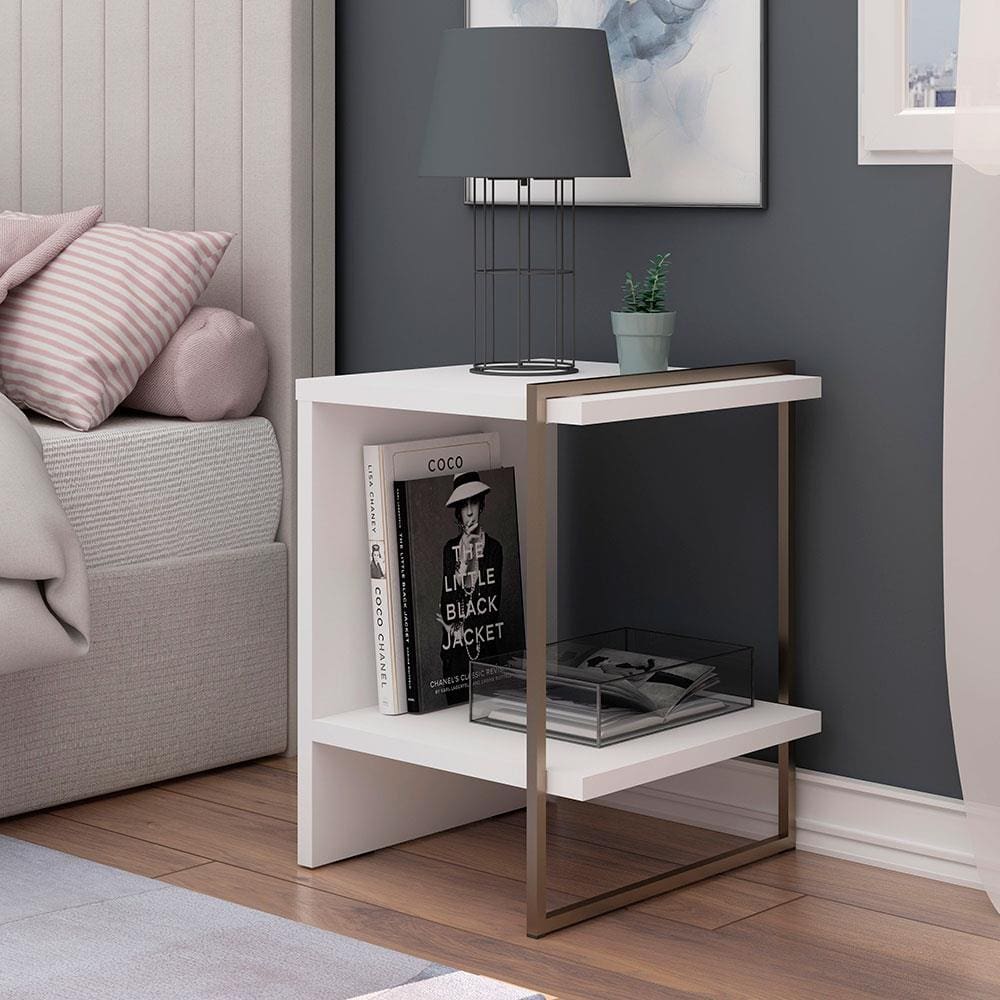 Mesa de Cabeceira / Mesa Lateral Genialflex Infinity - Branco