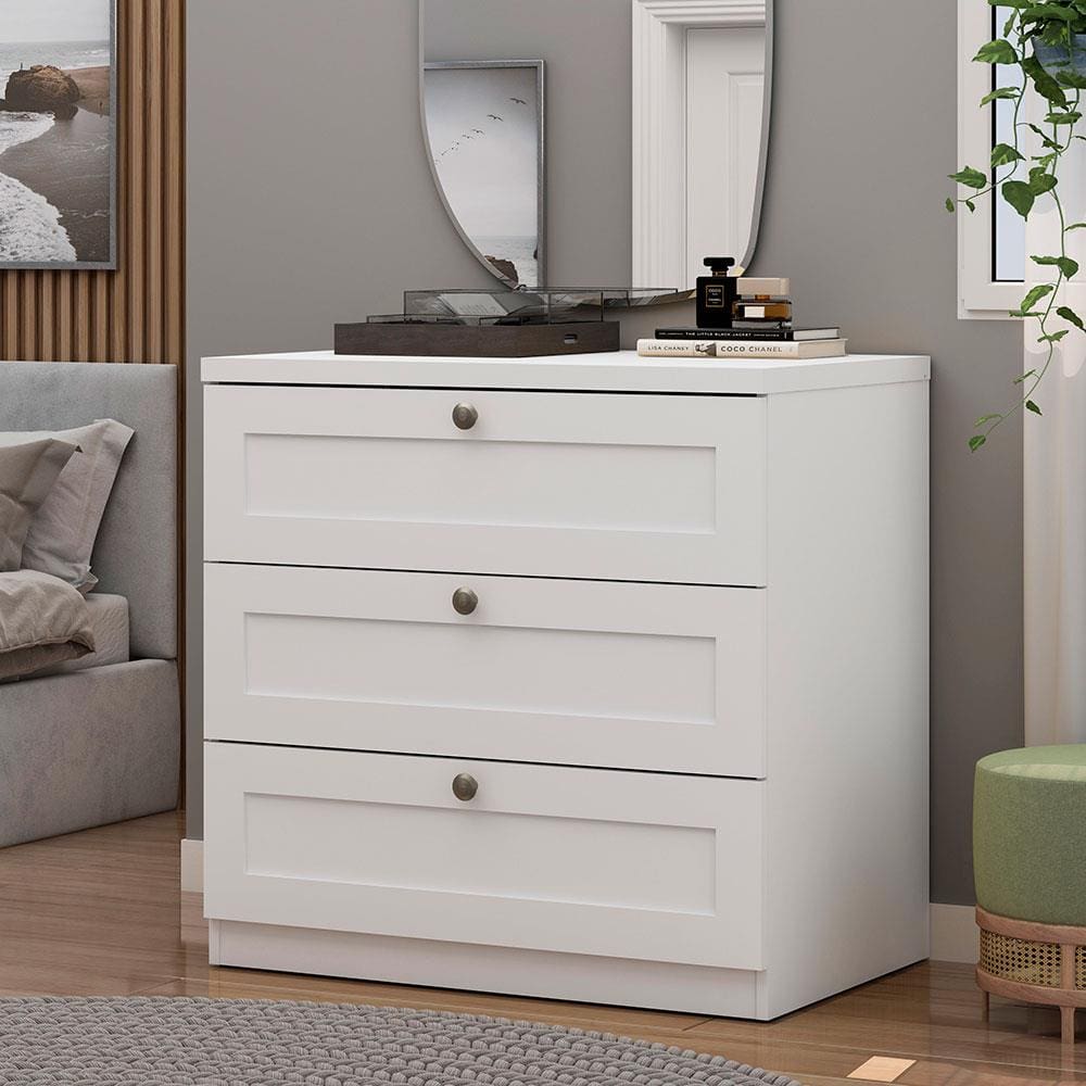 Cômoda Genialflex Infinity com 3 Gavetas e 79 cm de Largura - Branco Fosco