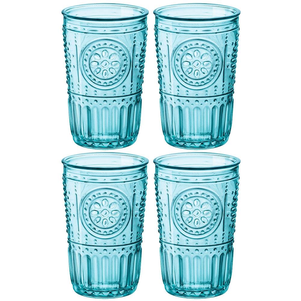 Conjunto de Copos Luigi Bormioli Acqua Romantic Azul 340 ml - 4 Peças